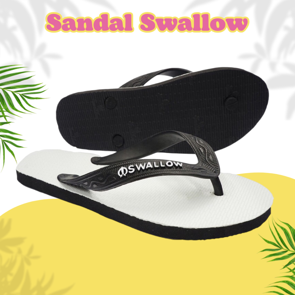 Sandal Jepit Swallow Original Hitam Putih SWALLOW DISTRO Sandal Jepit Pria Wanita Swallow Sandal Jep