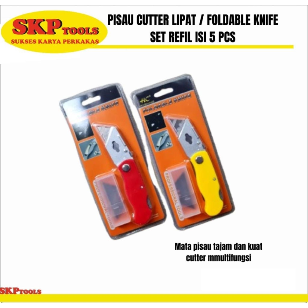 

PISAU CUTTER LIPAT FOLDABLE CUTTER KNIFE REFIL ISI 5 PCS