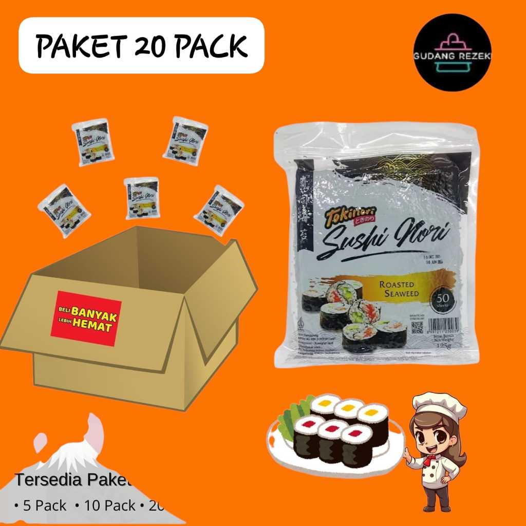 PAKET HEMAT 20 PACK SUSHI NORI 50 LEMBAR / TOKINORI DAN ICHINORI & ICHI NORI SUSHI NORI - SUSHI NORI
