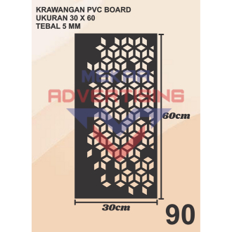 KRAWANGAN PVC BOARD HITAM / ORNAMEN PVC FOAM BOARD HITAM TEBAL 5MM MODEL 90 UKURAN 30X60
