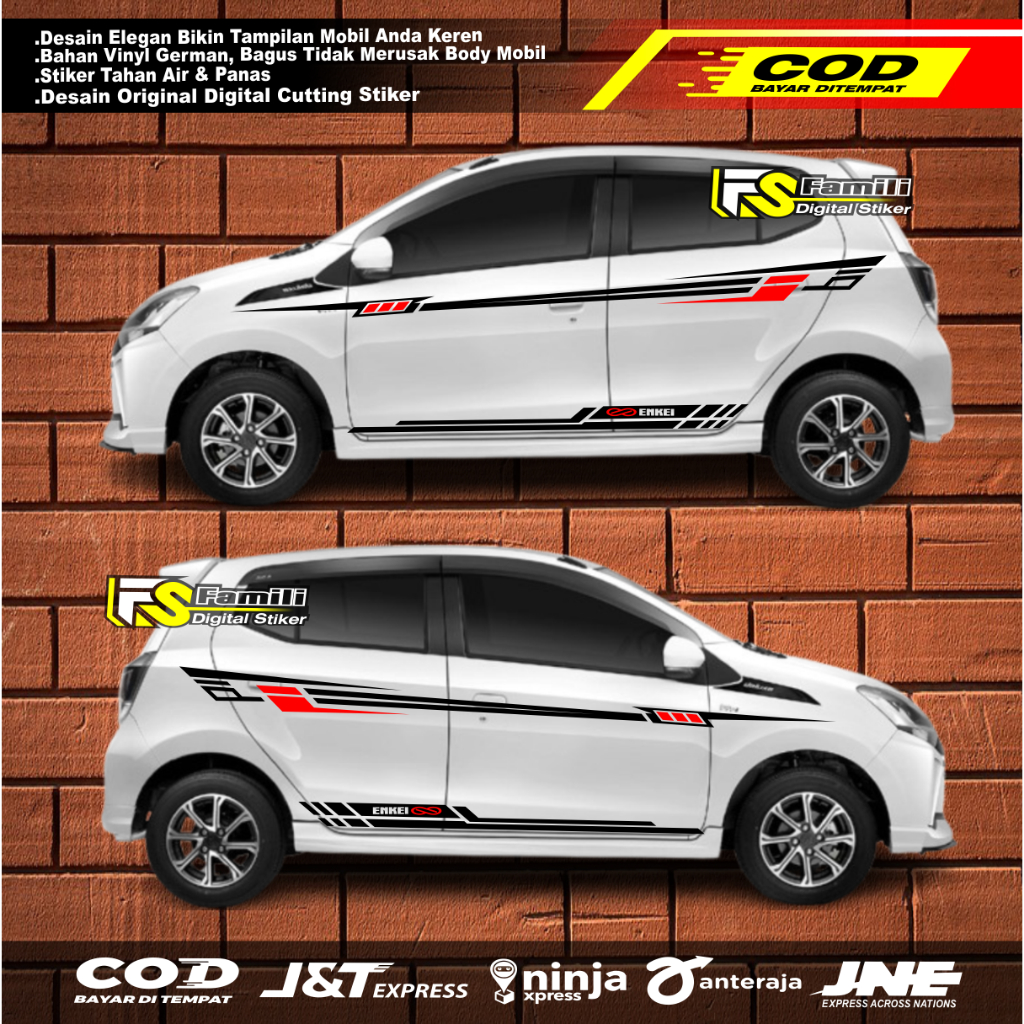 2pcs kanan kiri NEW Sticker stiker mobil ayla striping sticker mobil daihatsu ayla custom text