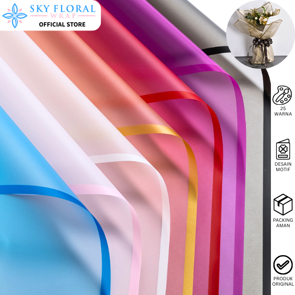 

Sky Floral Wrap Flower Wrapping Paper Varian List Transparant Kertas Buket Bunga Cellophane Florist KB05
