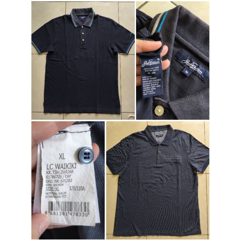 JACK NICKLAUS n LC WAIKIKI sz M XL atasan pria baju cowok kaos polo laki berkerah 100% cotton - prel