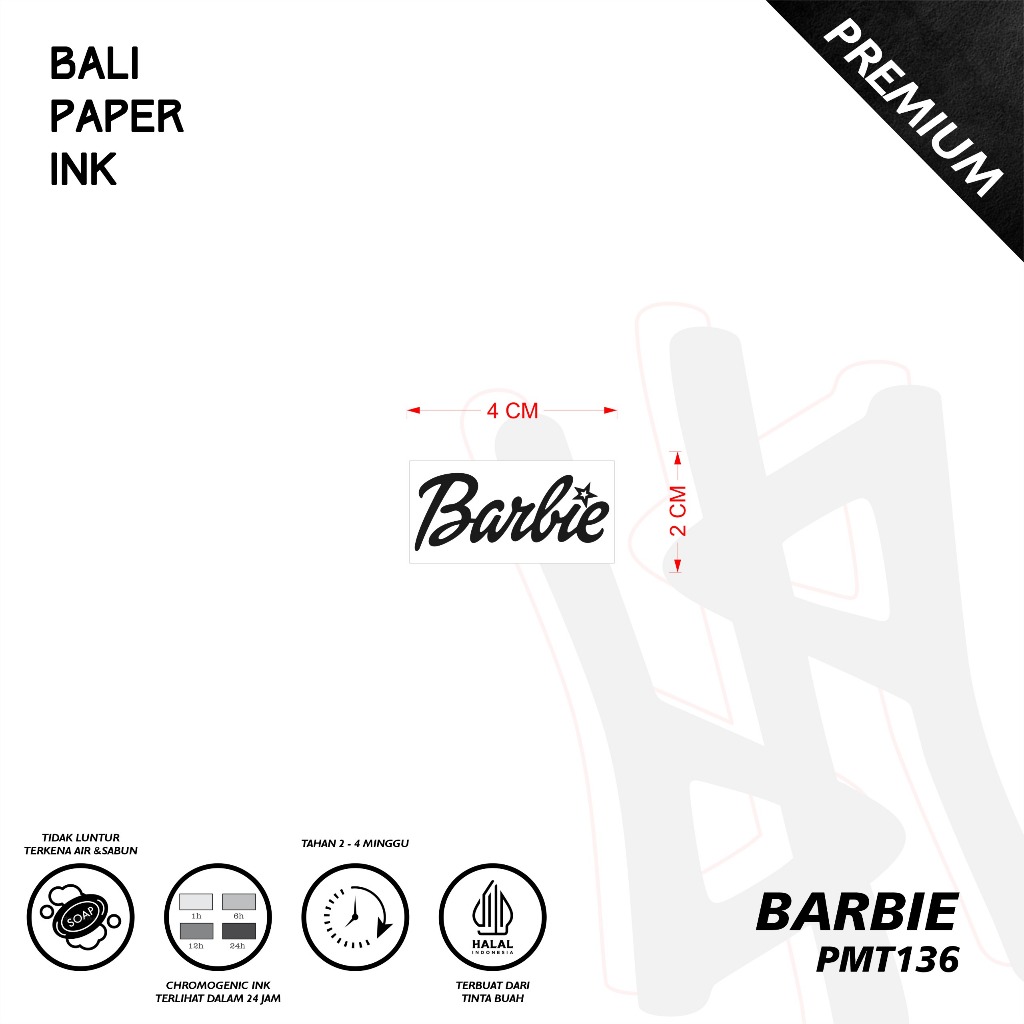 Bali Paper Ink PMT136 BARBIE Fruit Ink Tatto Temporary Premium Tato Temporer