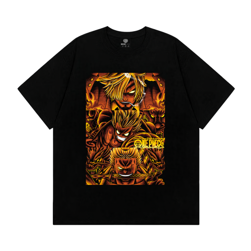 OYB Kaos One Piece Sanji Luffy Zoro Anime T-Shirt Baju Pria dan Wanita Lengan Pendek