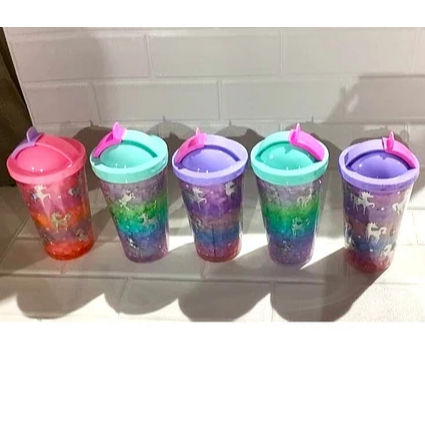CRAZY SALE Botol Minum Anak Jerami Tumbler Glitter Unicorn Premium Quality 450ml BPA FREE TAKASIMURA