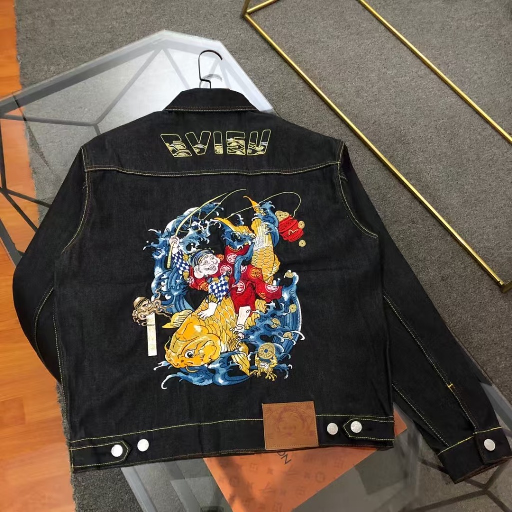 Evisu Fushen 2025 Fall/Winter New EV Men's "Fisherman Riding the Wind and Waves" Embroidered Denim J