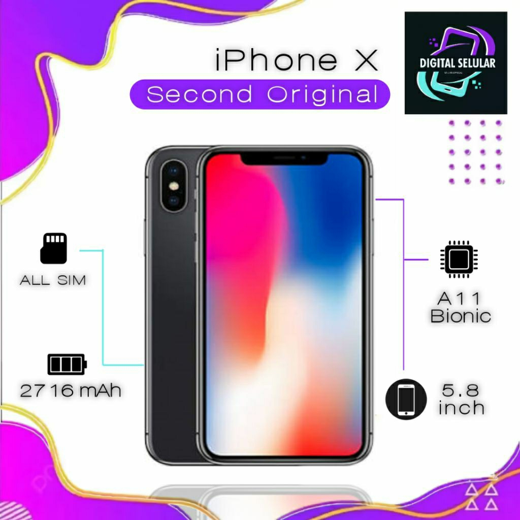 IPHONE X 256GB 64GB SECOND MULUS ORIGINAL FULLSET BISA SEMUA OPERATOR GOOD CONDITION
