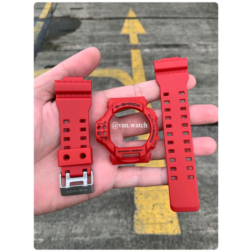 BNB Band Bezel CASIO G-SHOCK GDF 100-4 GDF-100-4 MERAH ORIGINAL Tulisan Hitam Buckle Silver