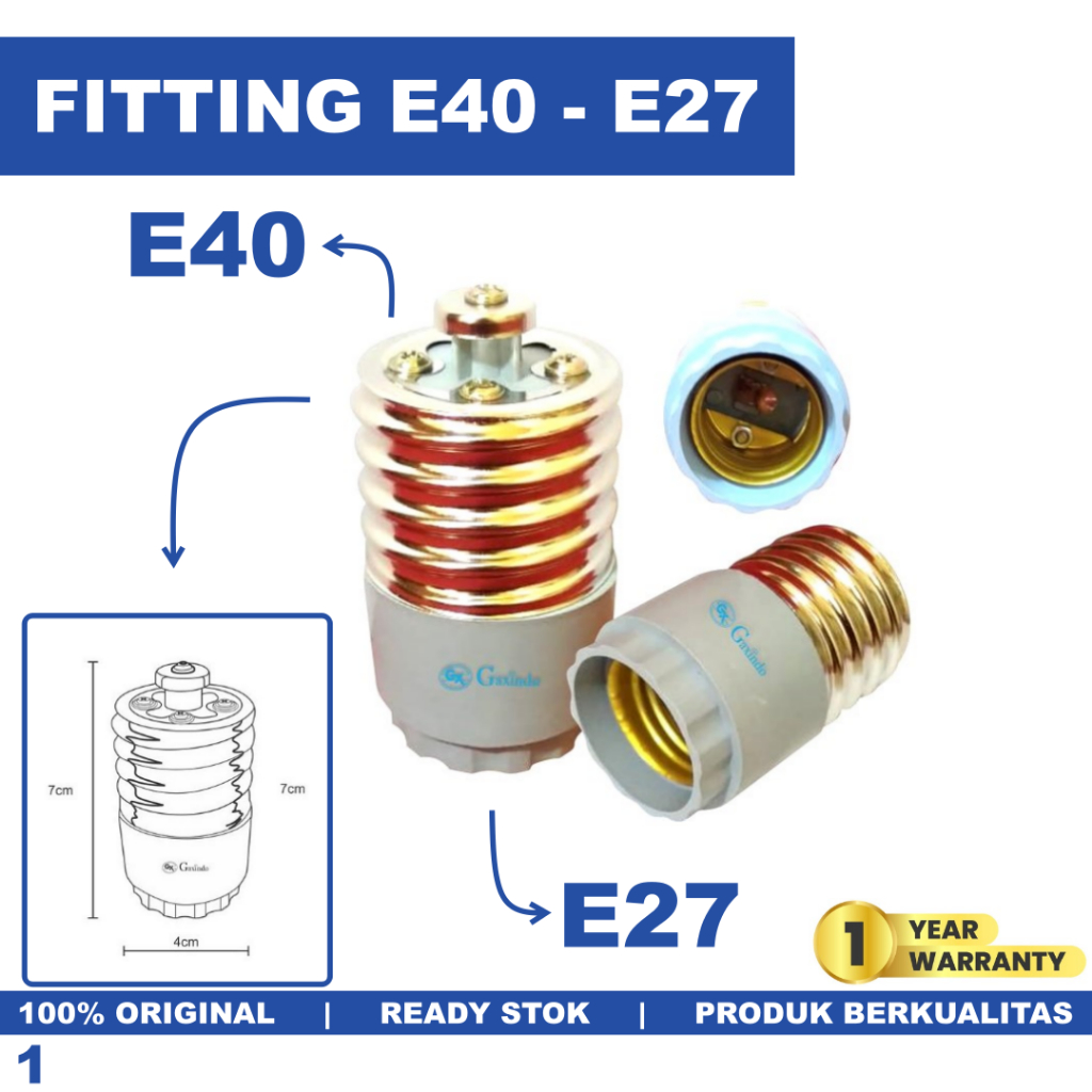Converter Lampu Fitting E40 ke Fitting E27 Fiting Over E 40 E 27 Fiting Over E40 ke E27