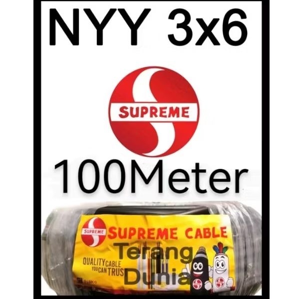Kabel NYY 3x6 Supreme 100meter 1 rol Kabel Tunggal Hitam 3x6 1rol 100meter Supreme Kabel Supreme 3x6