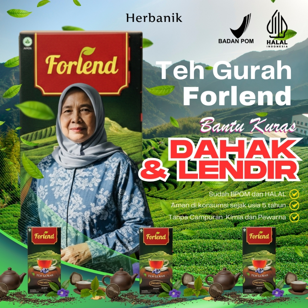 

FORLEND Teh Gurah Herbal 30 Gram - Daun Tea Hijau & Ekstrak Akar Srigunggu - BPOM & Halal - Membantu Atasi Batuk Flu Pilek Dahak - COD