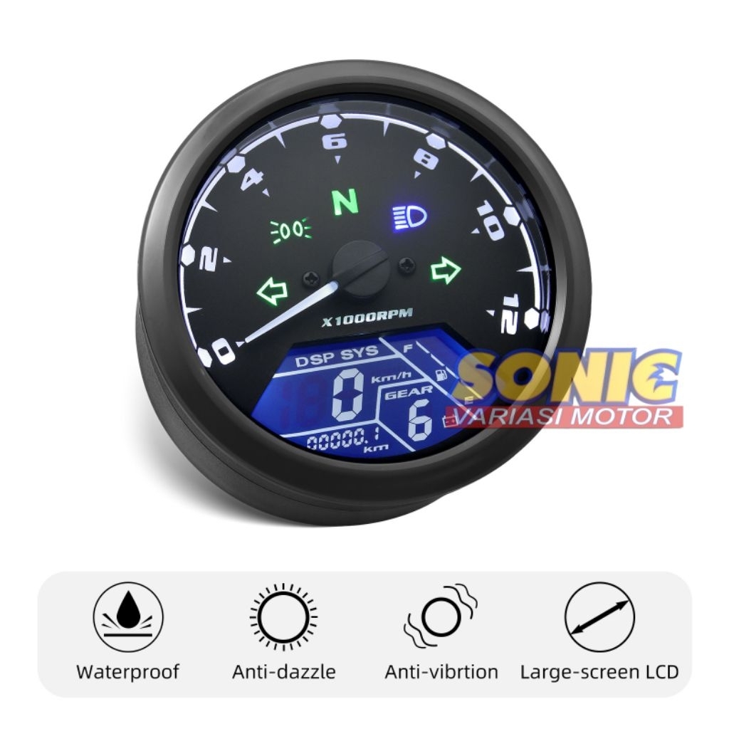 SVM Speedometer babon Digital bulat plus Sensor Spidometer Spido babon Bulat Digital LED Custom Univ
