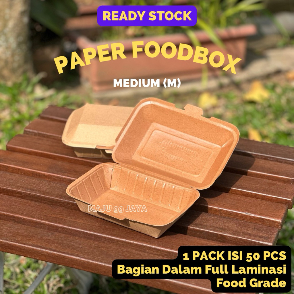 [PACK] Paper Food Box Kraft Cokelat Laminasi Food Grade Medium (M) | Kotak Makan Bahan Kertas Kemasa