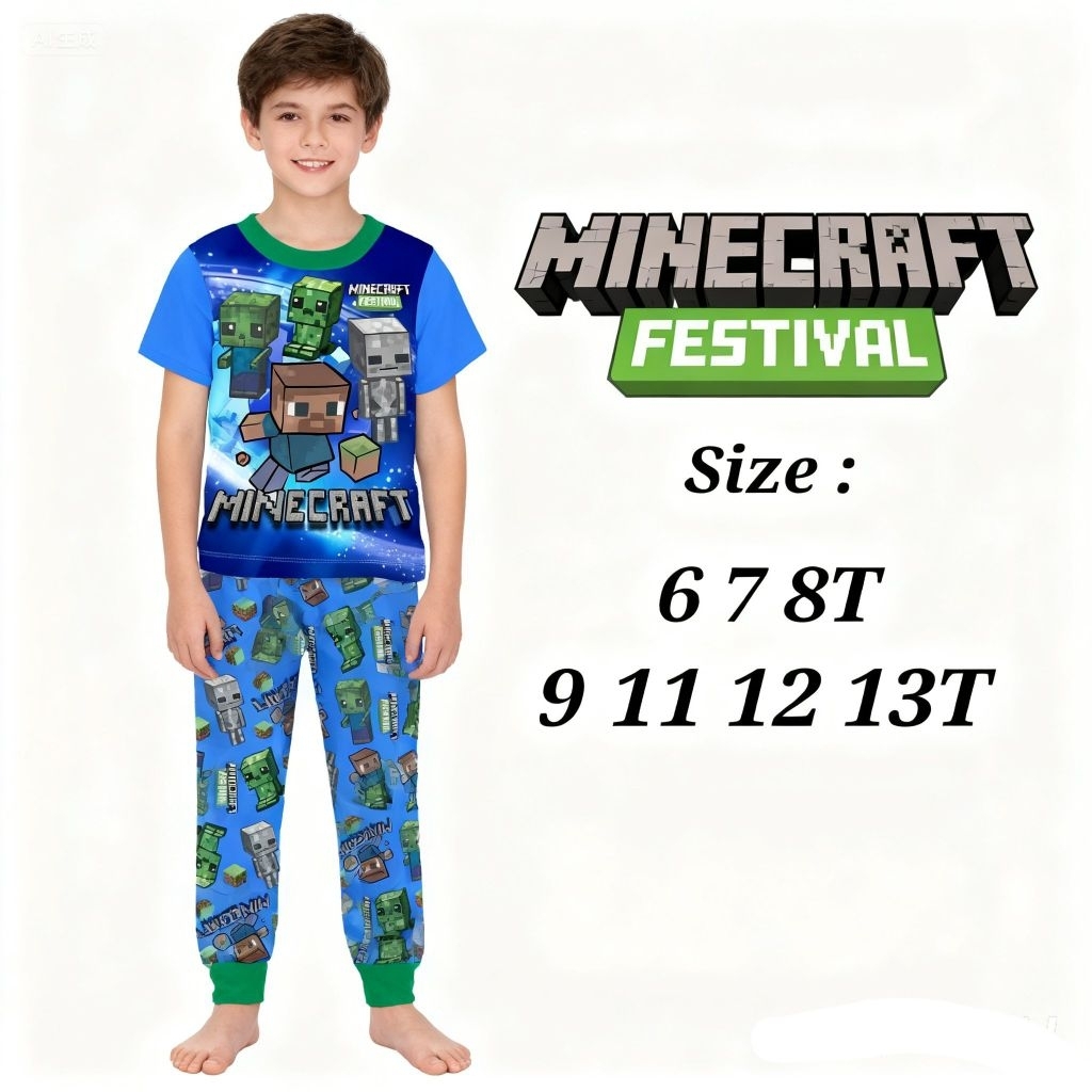 PIYAMA CUDDLE ME MINECRAFT NEW BAJU TIDUR ANAK