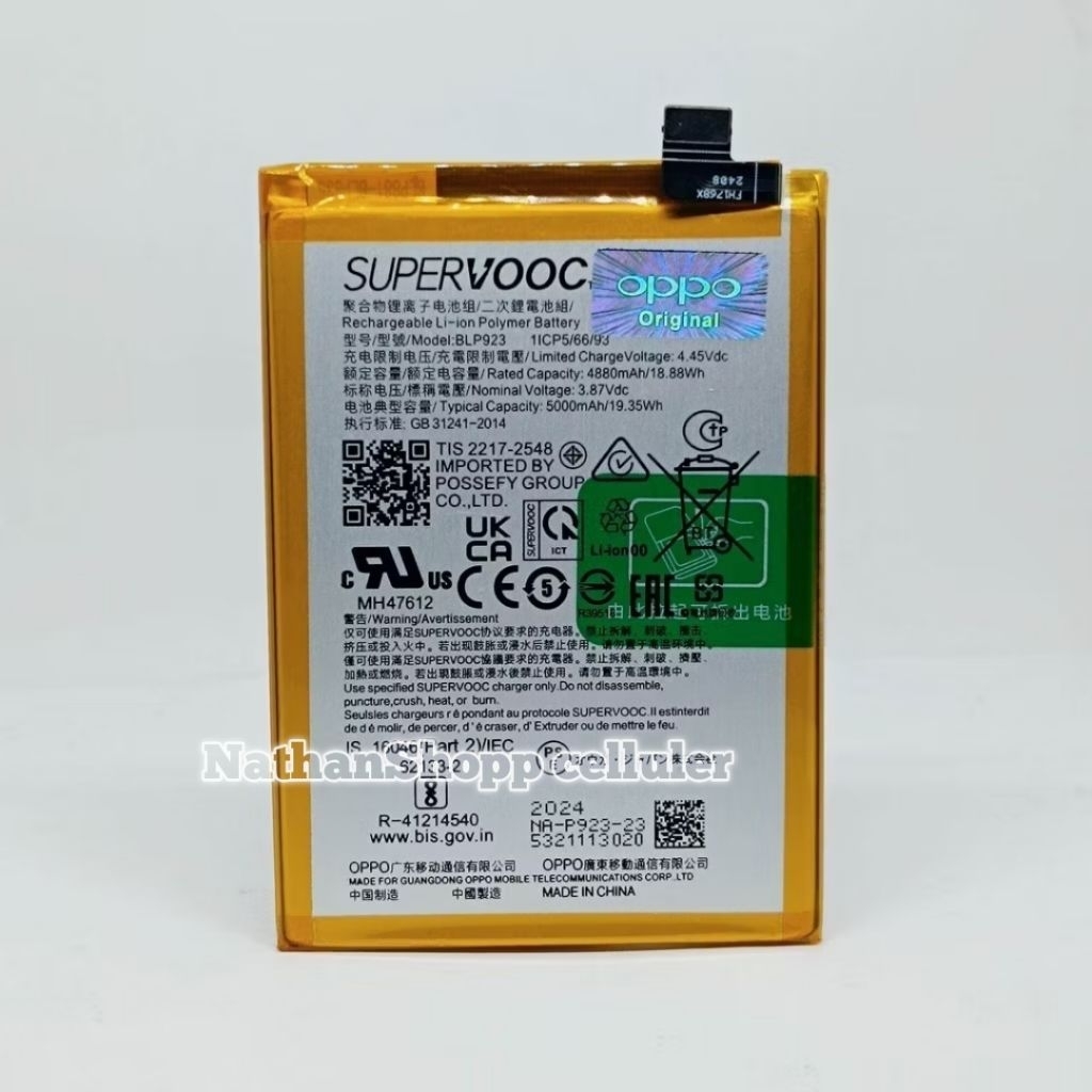 Baterai BATERAI BATRE OPPO A77S CPH2473 BLP923 ORIGNAL 5000MAH Dijamin Awet Orgnal 100% Seperti Bawa