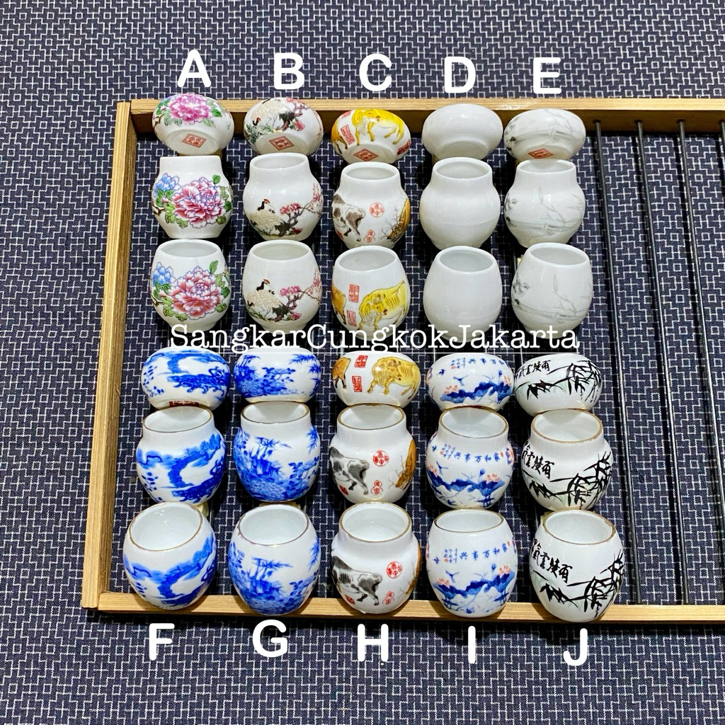 Cepuk Cungkok keramik Burung Kecil Pleci Kolibri Sogon 3pcs