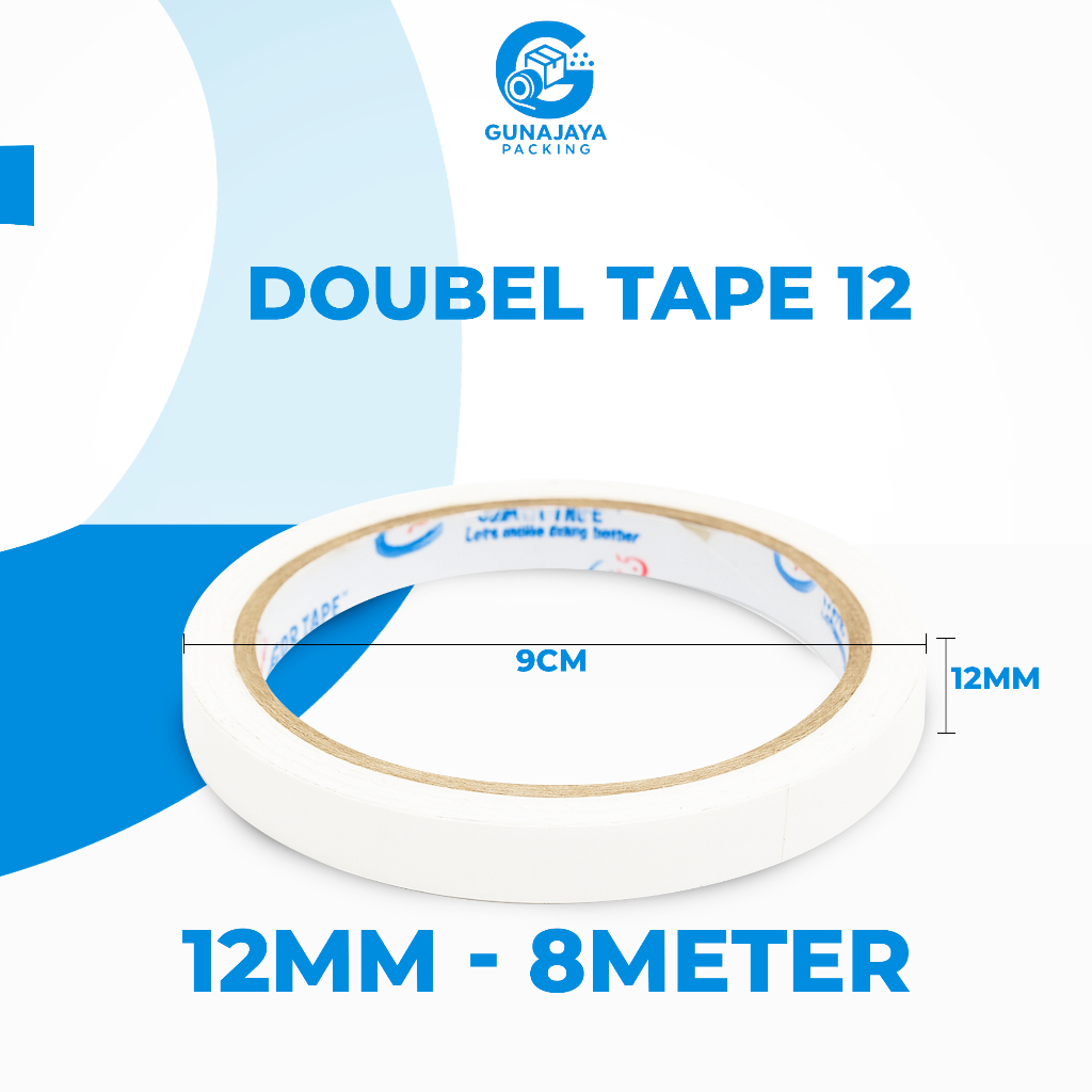 Double Tape Kertas 12 mm X 8M | Dobel Tip | Double Sided Tape