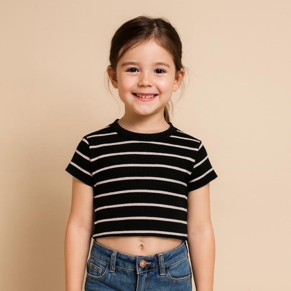 Crop Top Salur Anak Perempuan / Kaos Crop top Anak / Atasan Anak Perempuan Model Crop
