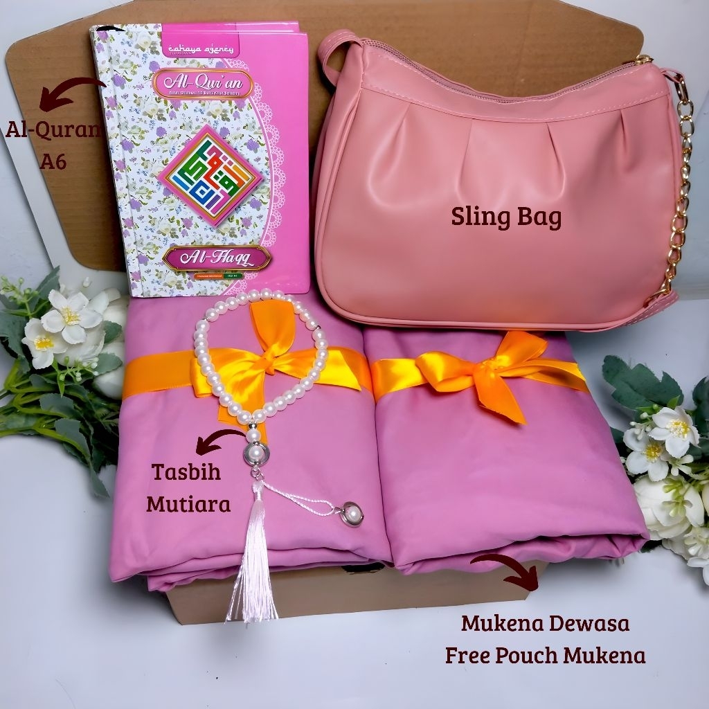 HAMPERS MUKENA SLING BAG / HAMPERS MUKENA DEWASA / KADO ULANG TAHUN CEWEK / KADO WISUDA CEWEK / HAMP