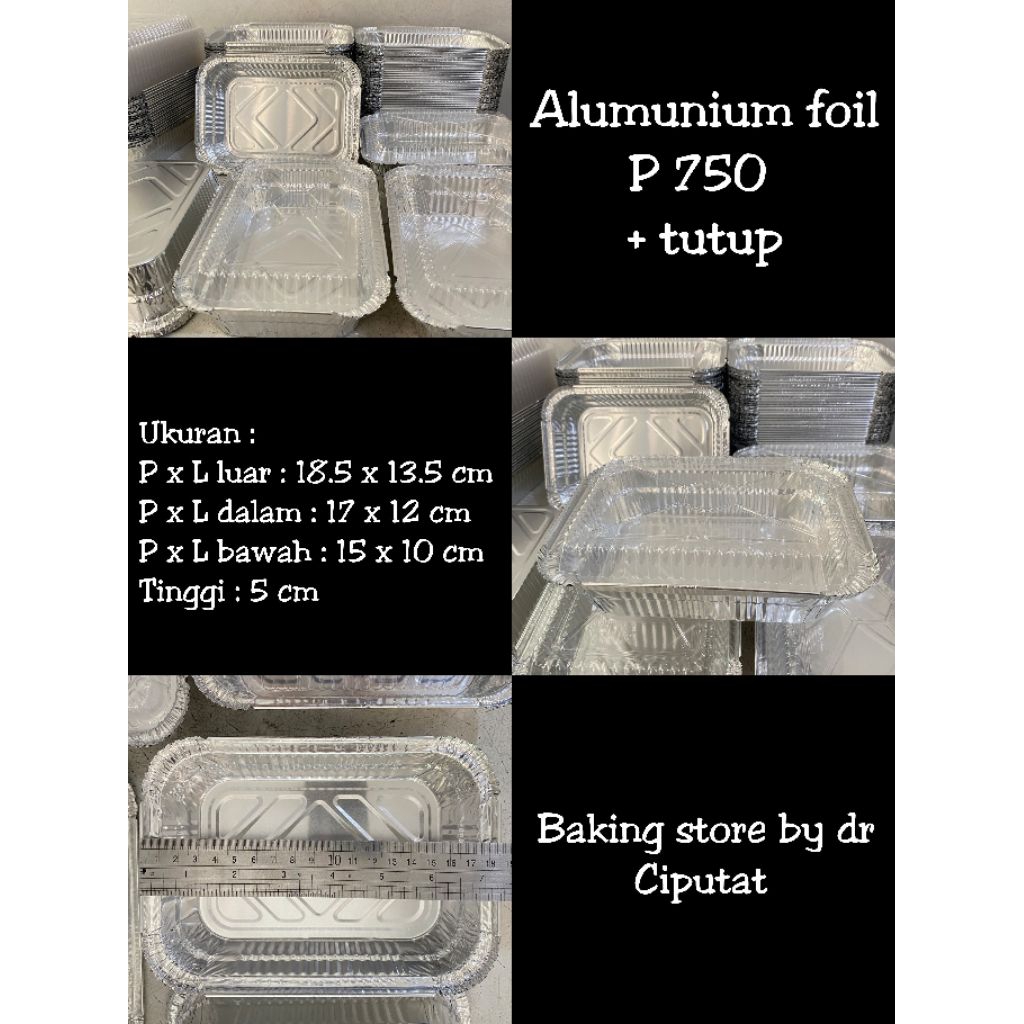 Wadah alumunium foil P 750 + tutup (harga 5 pcs) | alumunium foil tray