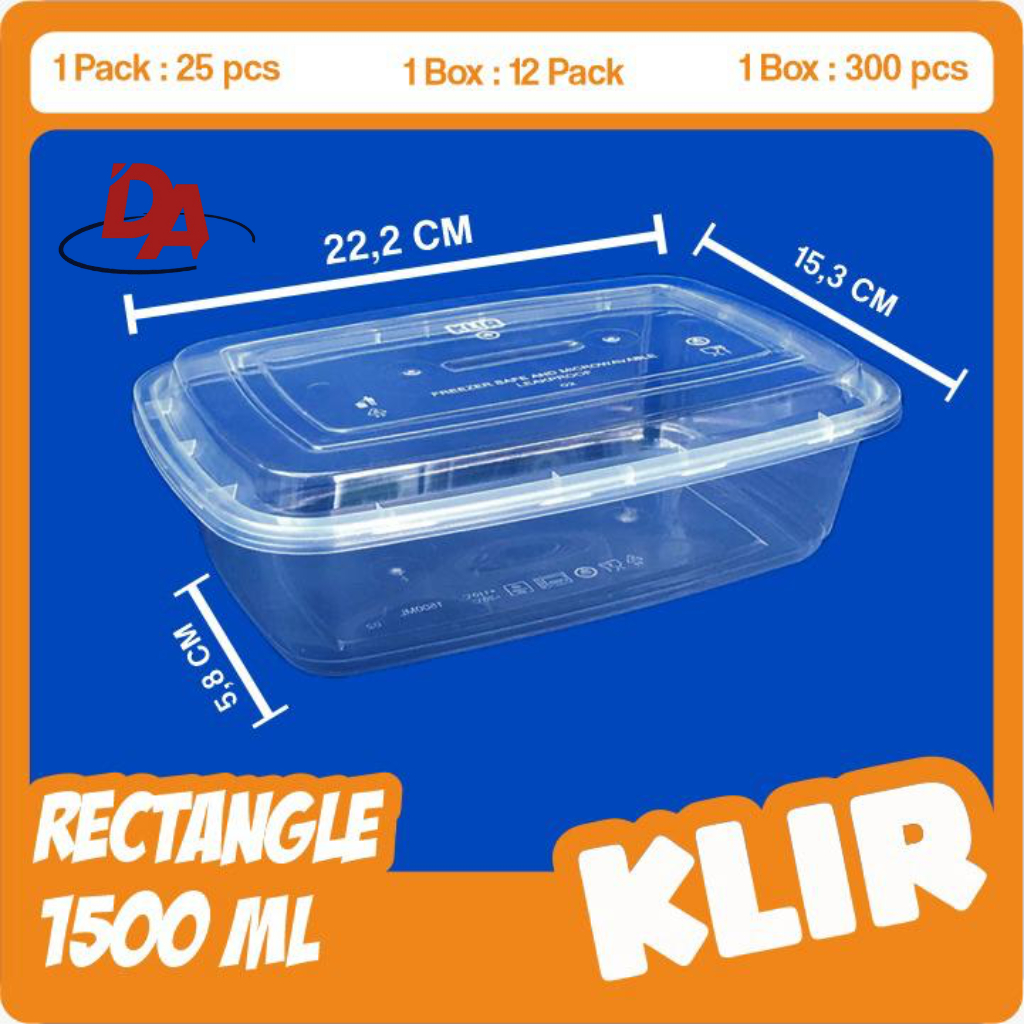THINWALL KLIR 1500ML RECTANGLE PERSEGI PANJANG ISI 25PCS
