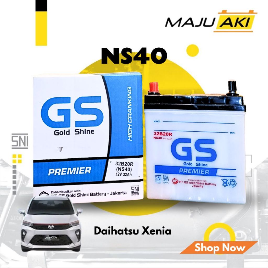 Aki Mobil Daihatsu Xenia Aki Basah GS Gold Shine Dry Charge Premier NS40 12V 32Ah