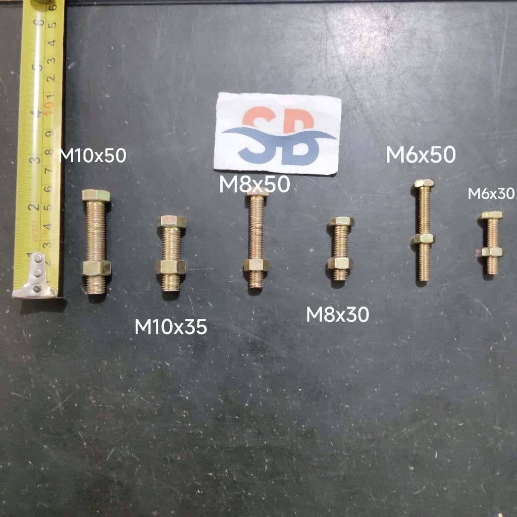 Baut mur kuning / baut mur kuningan M10 M8 M6 / Baut / Mur / baut + mur