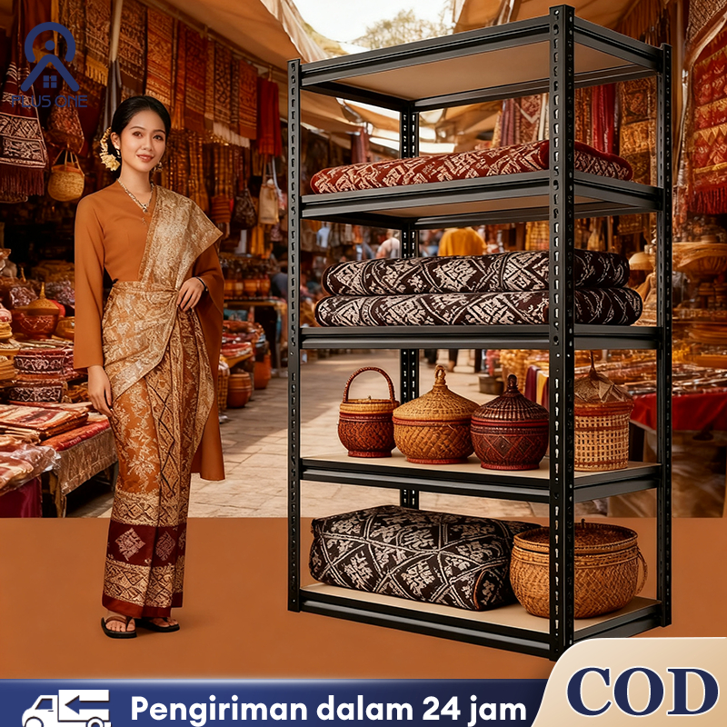 Rak Besi Siku 6 Susun Rak Gudang Rak Susun Multifungsi Rak Susun Besi Lubang Rak 120*50*200CM Rak Su