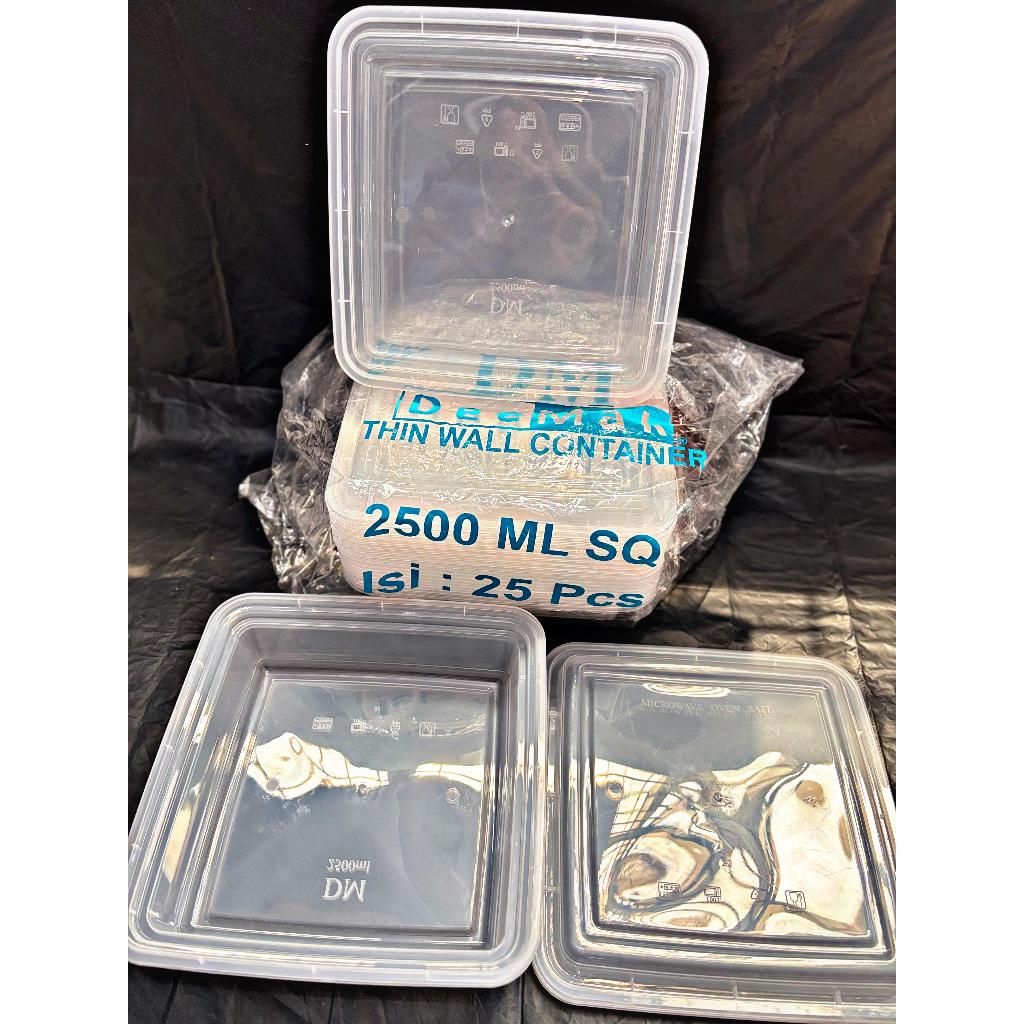 THINWALL MEREK DM SQ KOTAK/KOTAK MAKAN PLASTIK JUMBO BESAR 2500Ml KOTAK MIKA KULKAS/MIKA KUE