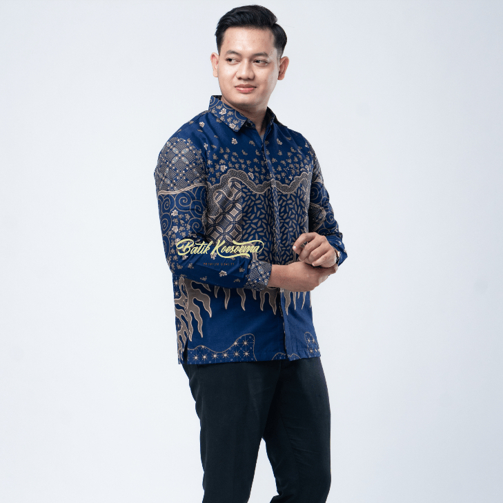 Batik koesoema Hem Kemeja Cowok Pria Batik Solo Modern Lengan Panjang Lapis Furing Bahan Katun Premi