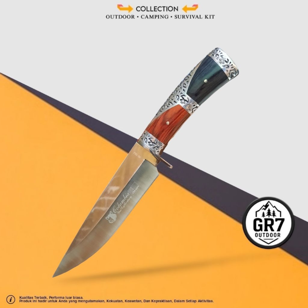Pisau Survival Tactical Columbia G53 Stainless + Sarung / Pisau Hunting / Survival Kit