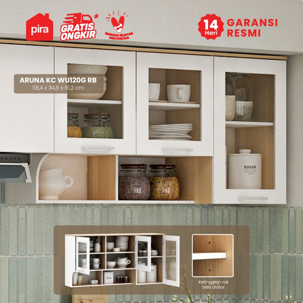 PIRA METROPOLIS OX -  ARUNA KC WU120G RB Rak Dapur / Rak Gantung Dapur / Kitchen Set Atas 3 Pintu Ka