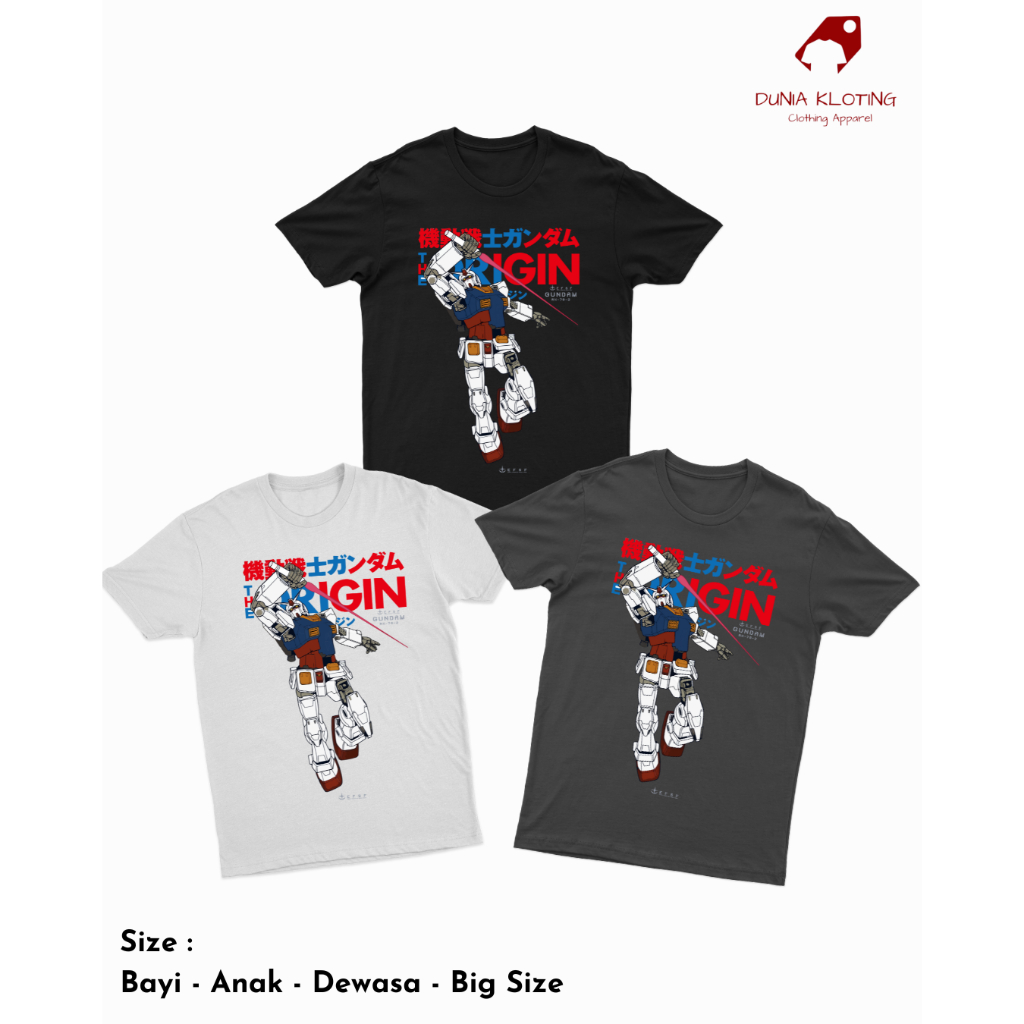 Kaos Gundam / kaos Gundam anak / kaos Gundam jumbo / kaos Gundam dewasa / kaos anime Gundam Origin
