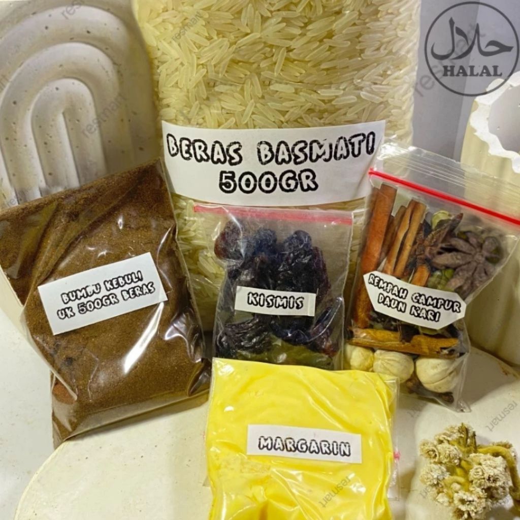 

Paket Kebuli SUPER LENGKAP ( Beras Basmati 500gr Kismis + Margarine + Bumbu Kebuli + Rempah Tambahan )