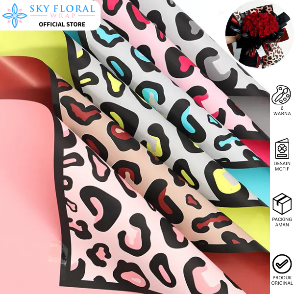 

Sky Floral Wrap Flower Wrapping Leopard Skin Kertas Buket Bunga Cellophane Solid KB6100