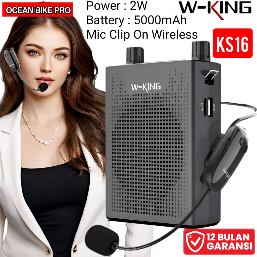 Wking Speaker Bluetooth Pinggang Pengeras Suara KS16 Megaphone Mengajar Tour guide