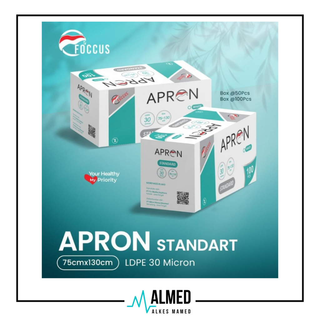 FOCCUS Apron Medis Warna Putih sekali pakai
