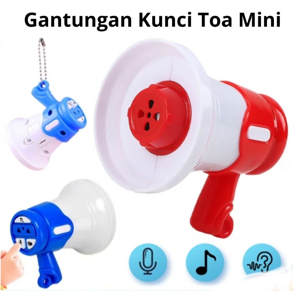 Mainan Gantungan Kunci Toa Megaphone Bisa Rekam Suara dan Pemutar Musik Mainan Viral Megaphone Ganci