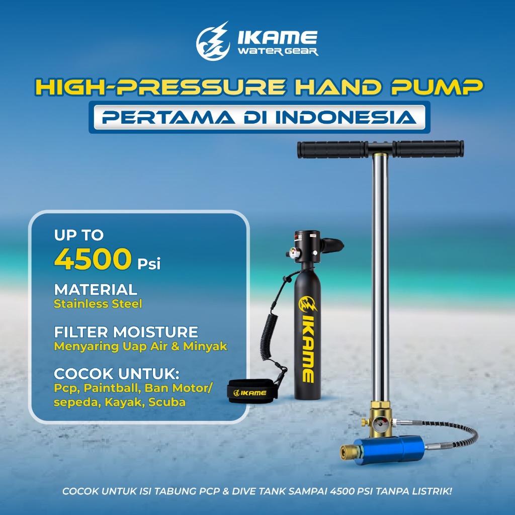 Pompa Tabung PCP & Dive Tank 4500 PSI IKAME | Stainless Steel Filter Oil & Moisture