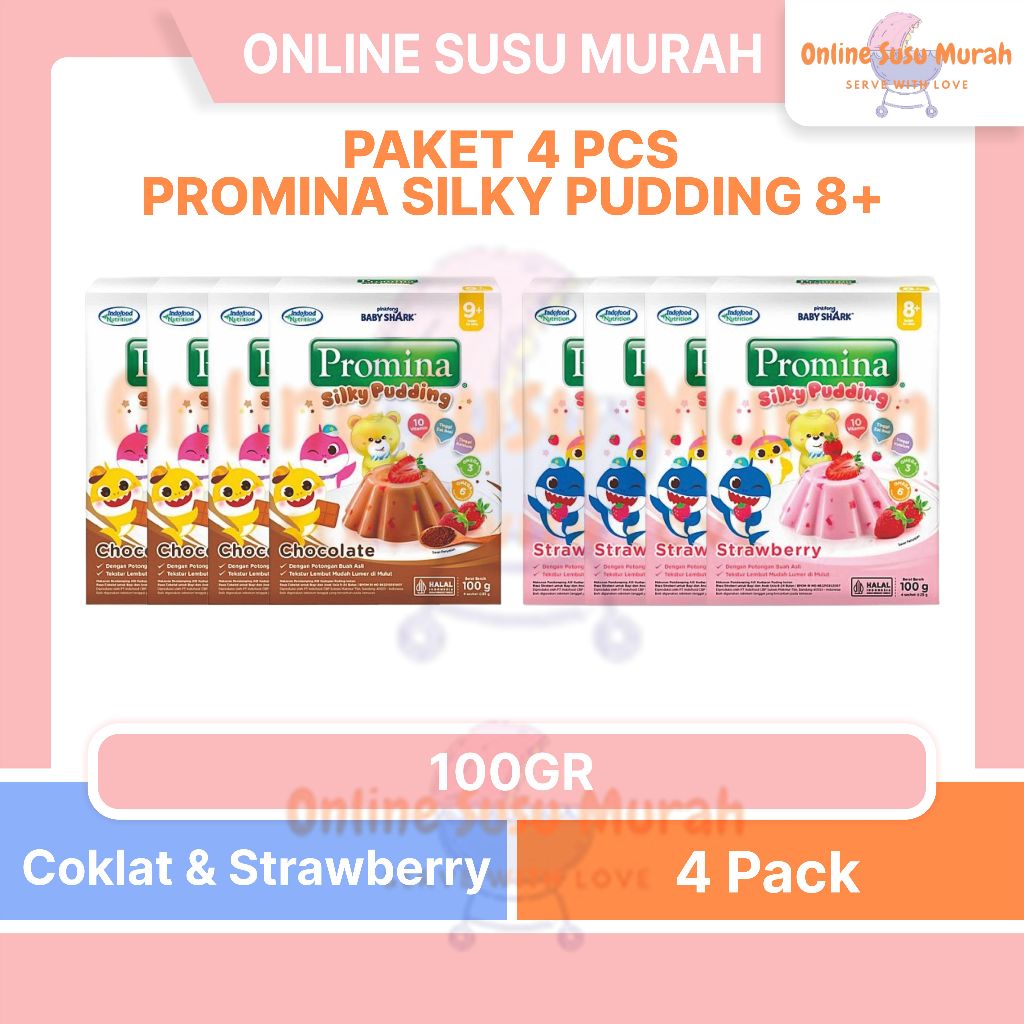 PROMINA PAKET 4 PCS SILKY PUDING 100GR SNACK BAYI PUDDING 8+ 100 GR PRLA