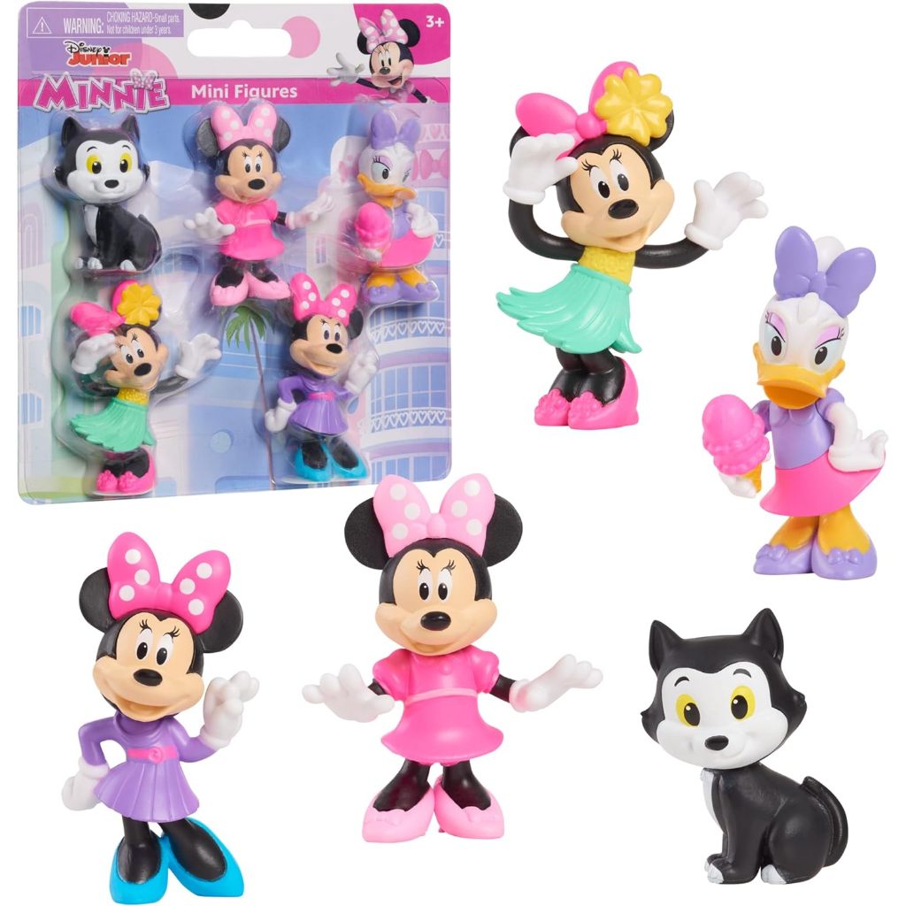 READY JUST PLAY DISNEY JUNIOR MINNIE MOUSE MINI FIGURES 5 PACK, 1.75" TO 2.75" TALL; TOYS FOR KIDS