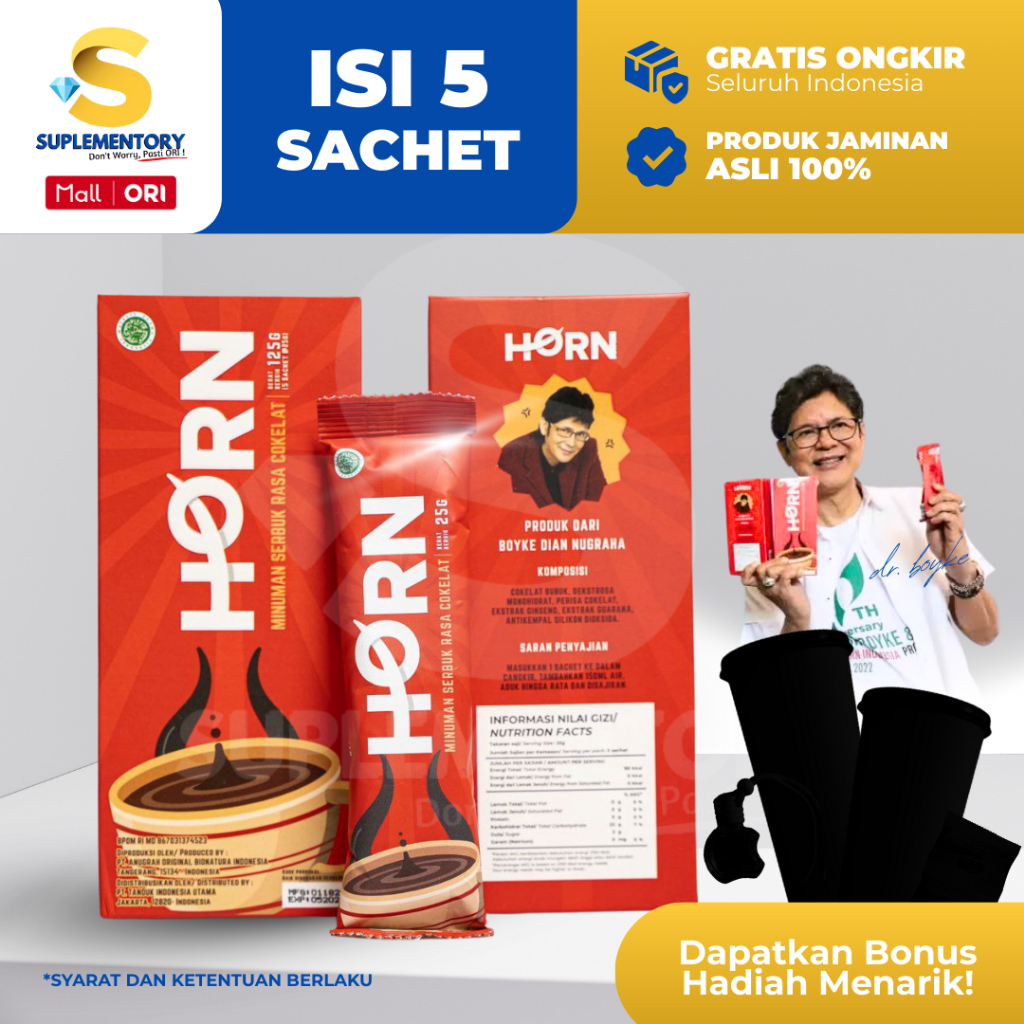 HORN Minuman Coklat by dr Boyke 1 Box 5 Sachet