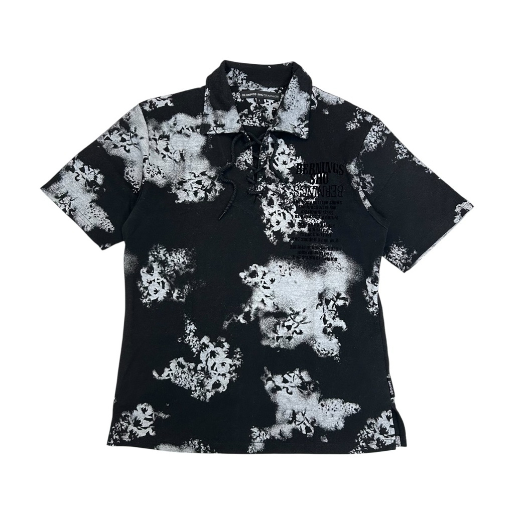 Vintage Japanese Brand Bernings Sho Abstract lace-up Polo Shirt