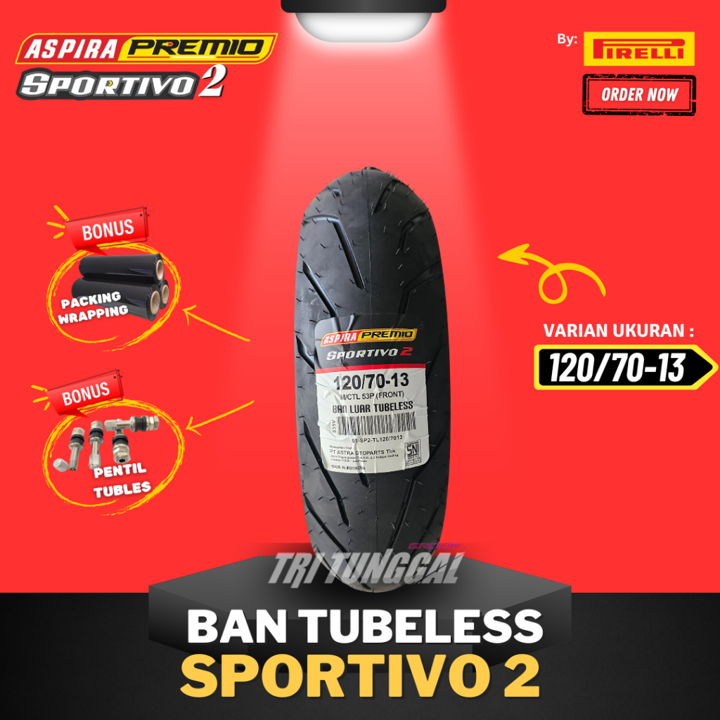 [READY COD] BAN ASPIRA PREMIO SPORTIVO 2 ( 120/70-13 ) TUBELESS MEDIUM SOFT COMPOUND RING 13 / BAN M
