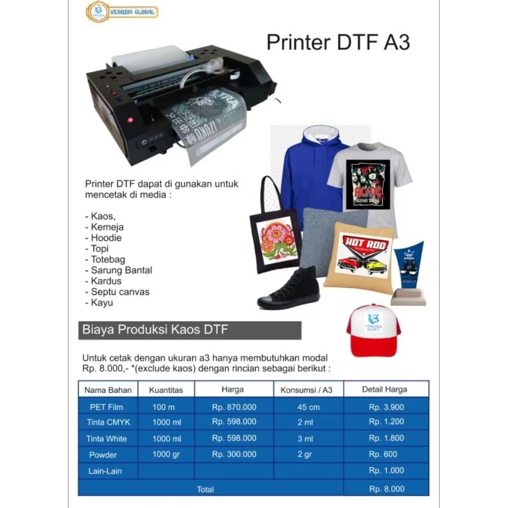 Printer Sablon DTF A3 L18050  Printer Cetak Sablon DTF