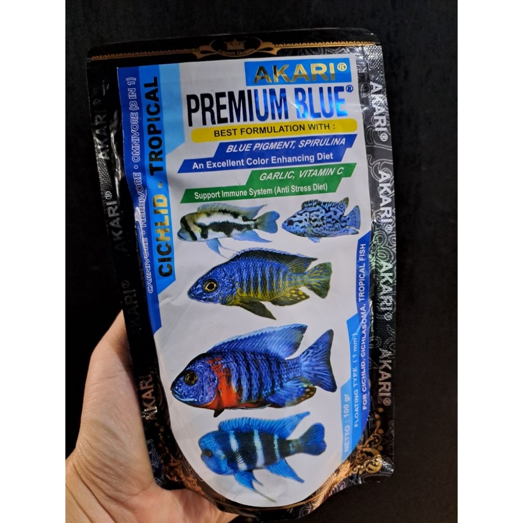 Akari Premium Blue Pelet Ikan Cichlid 100gram 1mm