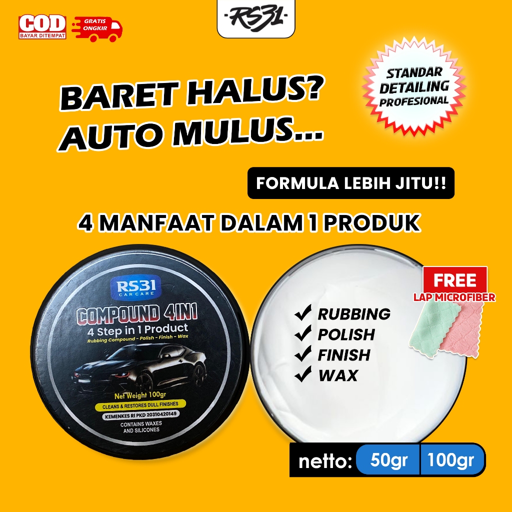 TERLARIS RS31 Kompon Penghilang Baret Halus & Swirl Mark Scratch Remover Bodi Motor Mobil Compound