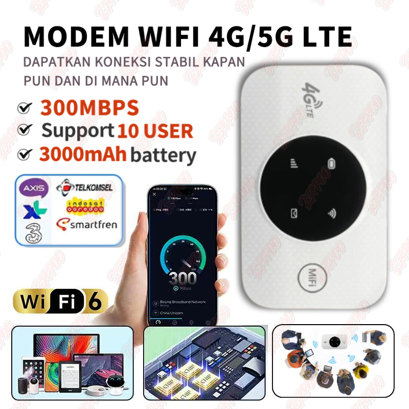 MIFI MODEM WIFI 5G UNLOCKOPERATOR Perdana / 300Mbps 4G/5G Portable Mobile WiFi Mobile WiFi Modem Kec