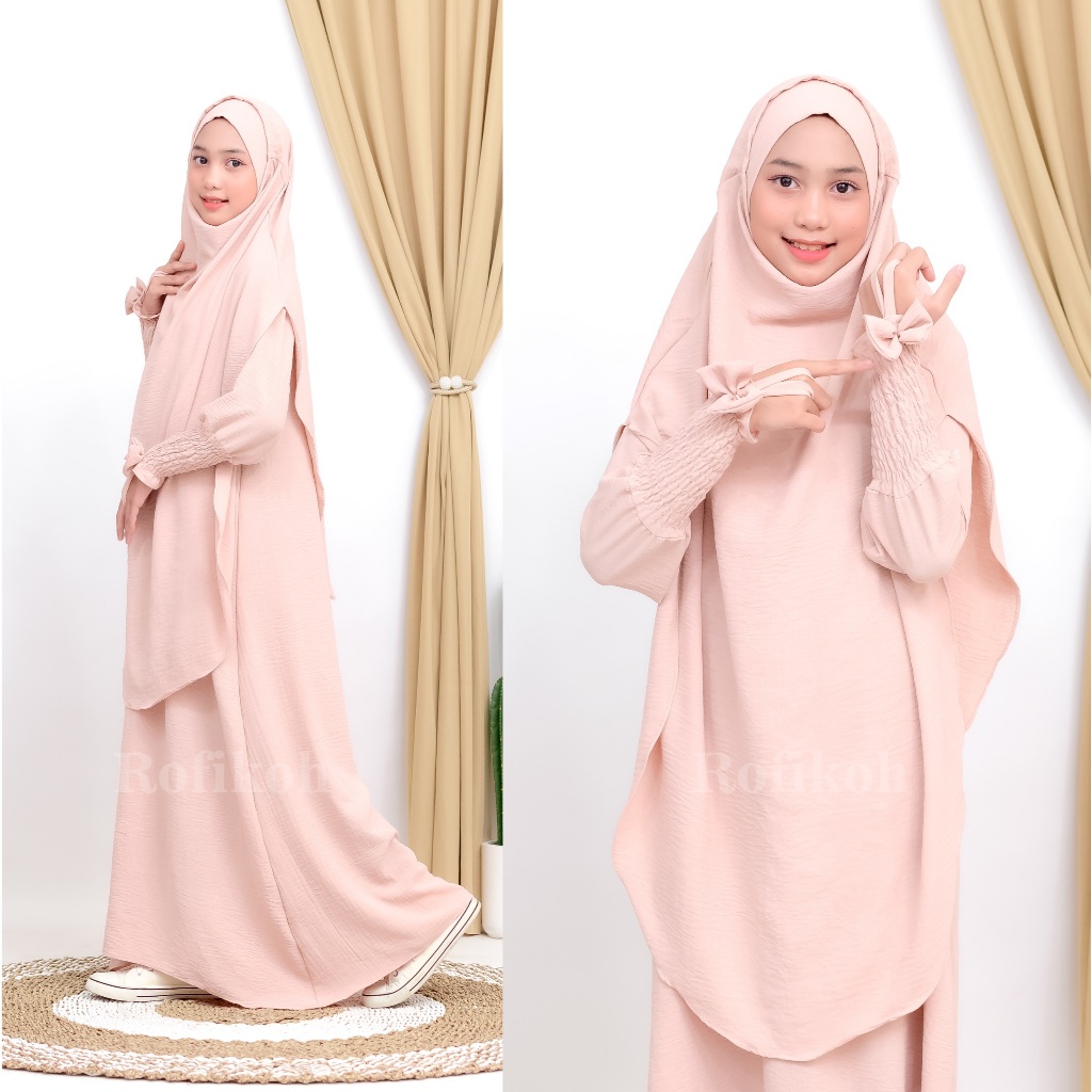 MINA KIDS Set Abaya French Khimar Anak Perempuan Usia 7 - 12 Tahun